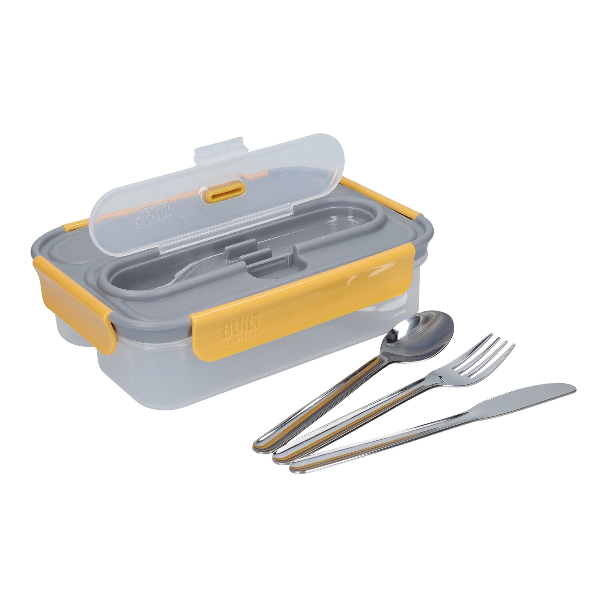 BUILT Lunch Bag Set - 6L Lunch Bag, Sleeved 1.05L Lunch Box with Cutlery,  490ml Food Flask, 540ml Yellow Hydration Bottle