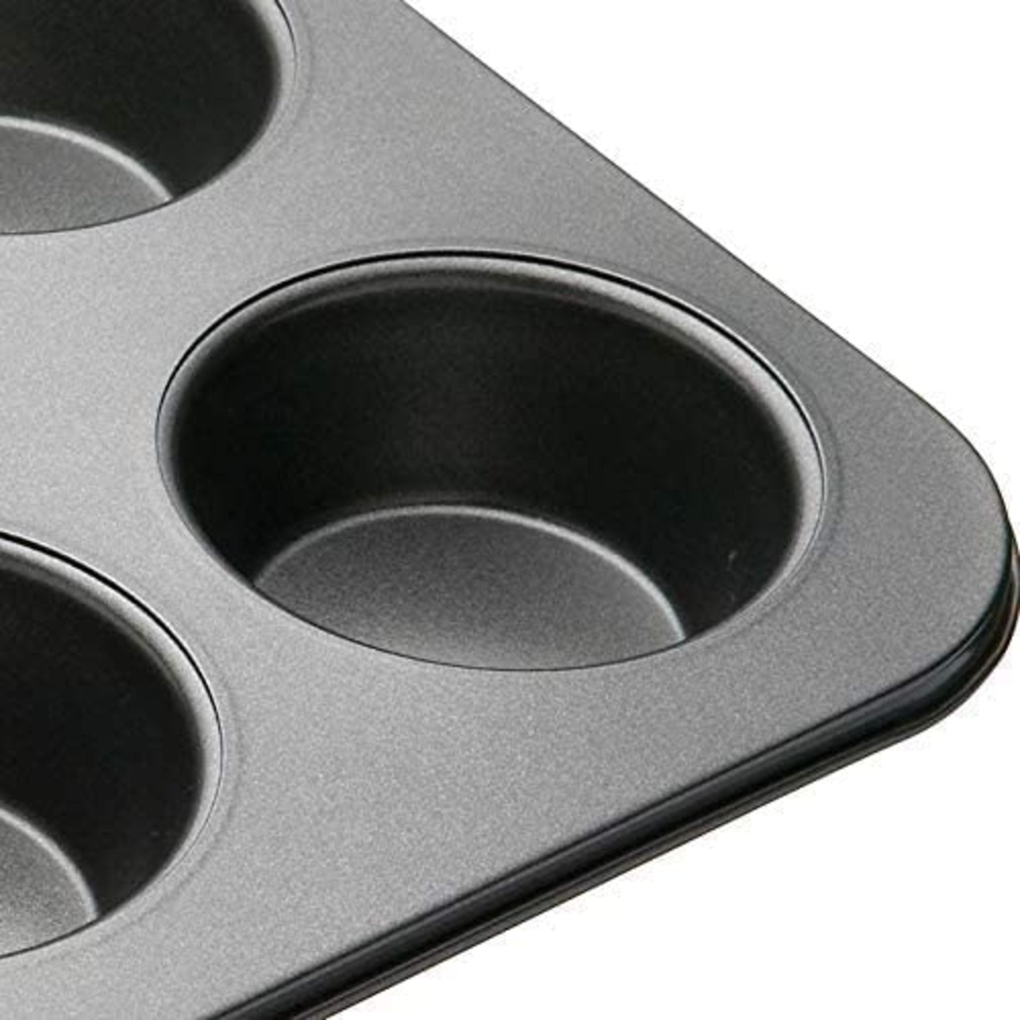 MasterClass KCMCHB6 6 Hole Muffin Tray with PFOA Non Stick, Robust 1mm  Carbon Steel, 27 x 18cm Cupcake Tin, Grey