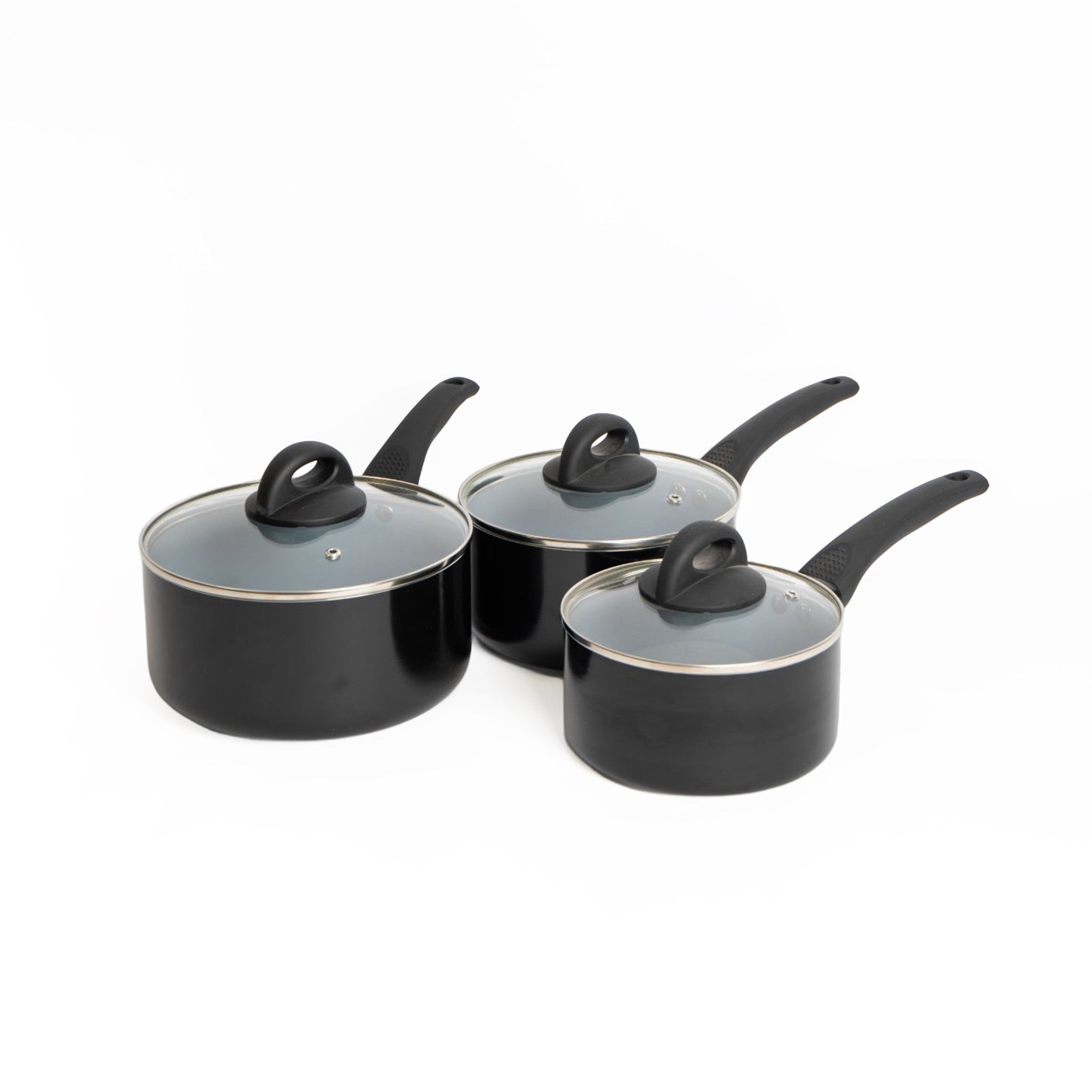 Masterclass Non Stick Cookware Set 3 Pieces - Black