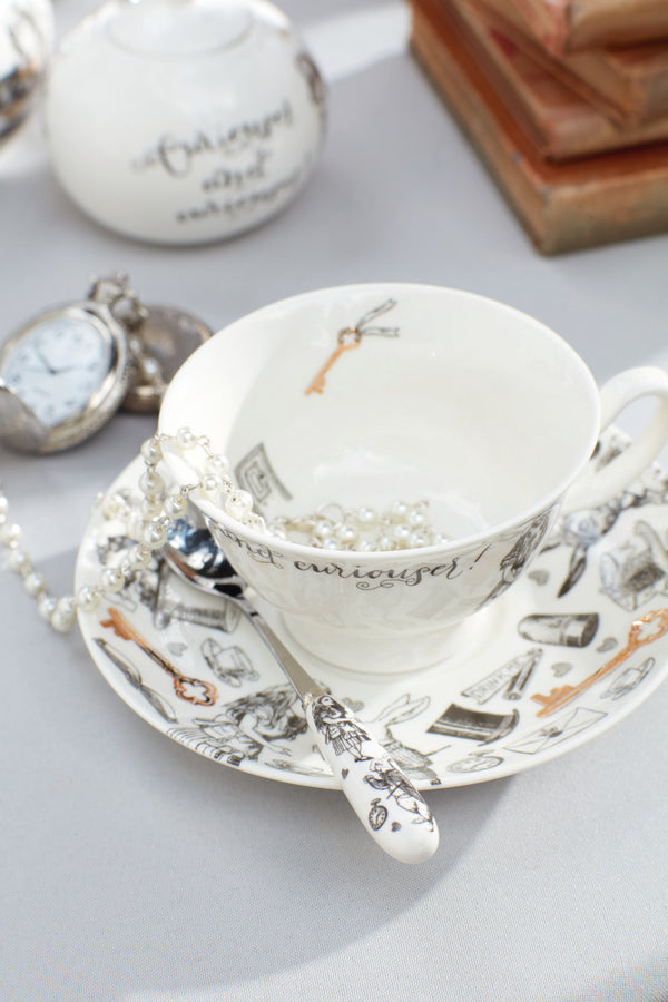 Victoria & Albert Alice in Wonderland Cup and Saucer, White