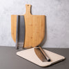 4pc Pizza Serving Set with Bamboo Paddle Board, Rocking Knife, Pizza Stone and Pizza Cutter image 2