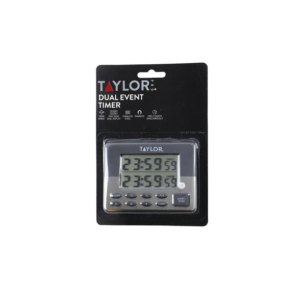 Taylor Dual Kitchen Timer and Digital Clock, Plastic, 24 Hours