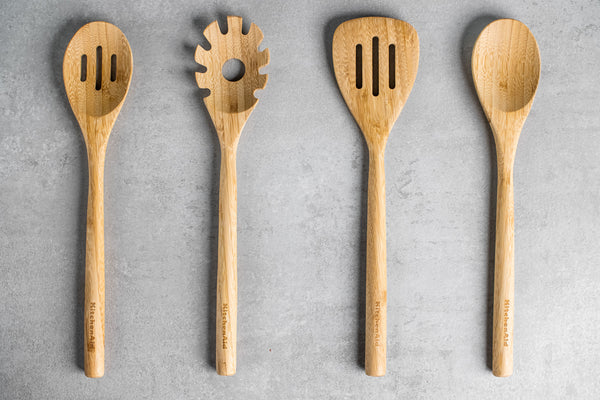KitchenAid 4-Piece Bamboo Tool Set with Spoon Spatula, Solid Turner,  Slotted Turner and Slotted Spoon - Lifetime Brands Europe