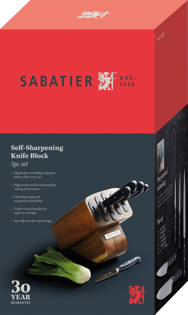 Sabatier Classic Edgekeeper Acacia 5 Piece Knife Block