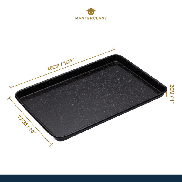 MasterClass Small Baking Tray, Scratch Resistant Vitreous Enamel and  Induction Safe 1 mm Thick Steel, 24 x 18 cm
