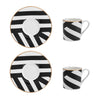 Mikasa Luxe Deco Geometric Stripe China Espresso Cups and Saucers, Set of 2, 100ml