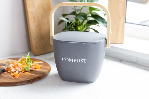 Grey Bamboo Fiber Kitchen Compost Bin