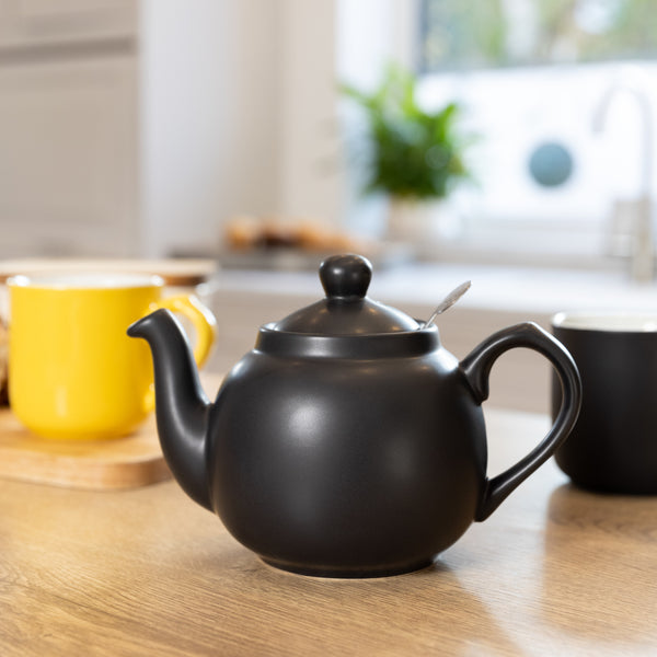 London Pottery Farmhouse Stoneware Filter 2 Cup Teapot, 600ml, Black