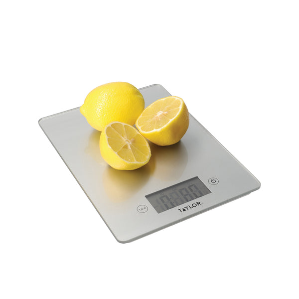 Taylor Glass Digital Kitchen Scale, Silver