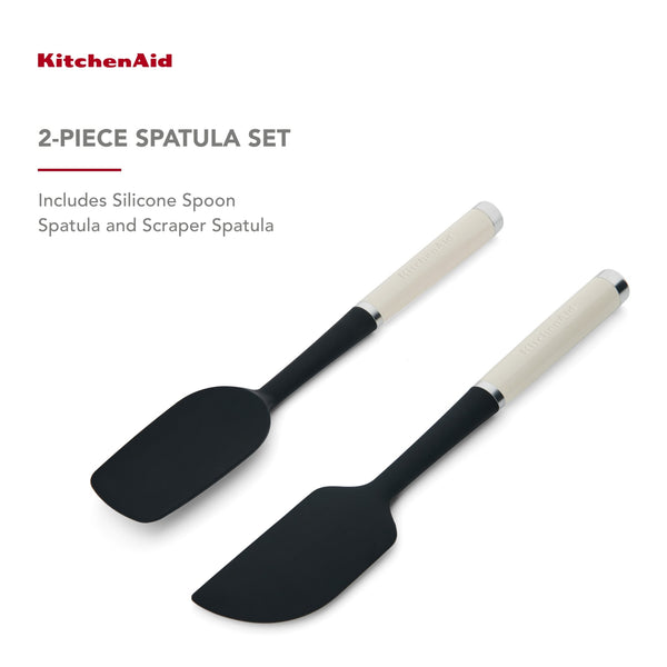 KitchenAid Silicone Spoon Spatula, Heat Resistant Cooking Utensil, Almond  Cream