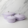 3pc Cookware Set of Lavender Non-Stick Cast Aluminium Casserole Dishes, 20cm/2.5L, 28cm/4L and 28cm/5L - Gift Boxed image 2