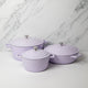 3pc Cookware Set of Lavender Non-Stick Cast Aluminium Casserole Dishes, 20cm/2.5L, 28cm/4L and 28cm/5L - Gift Boxed