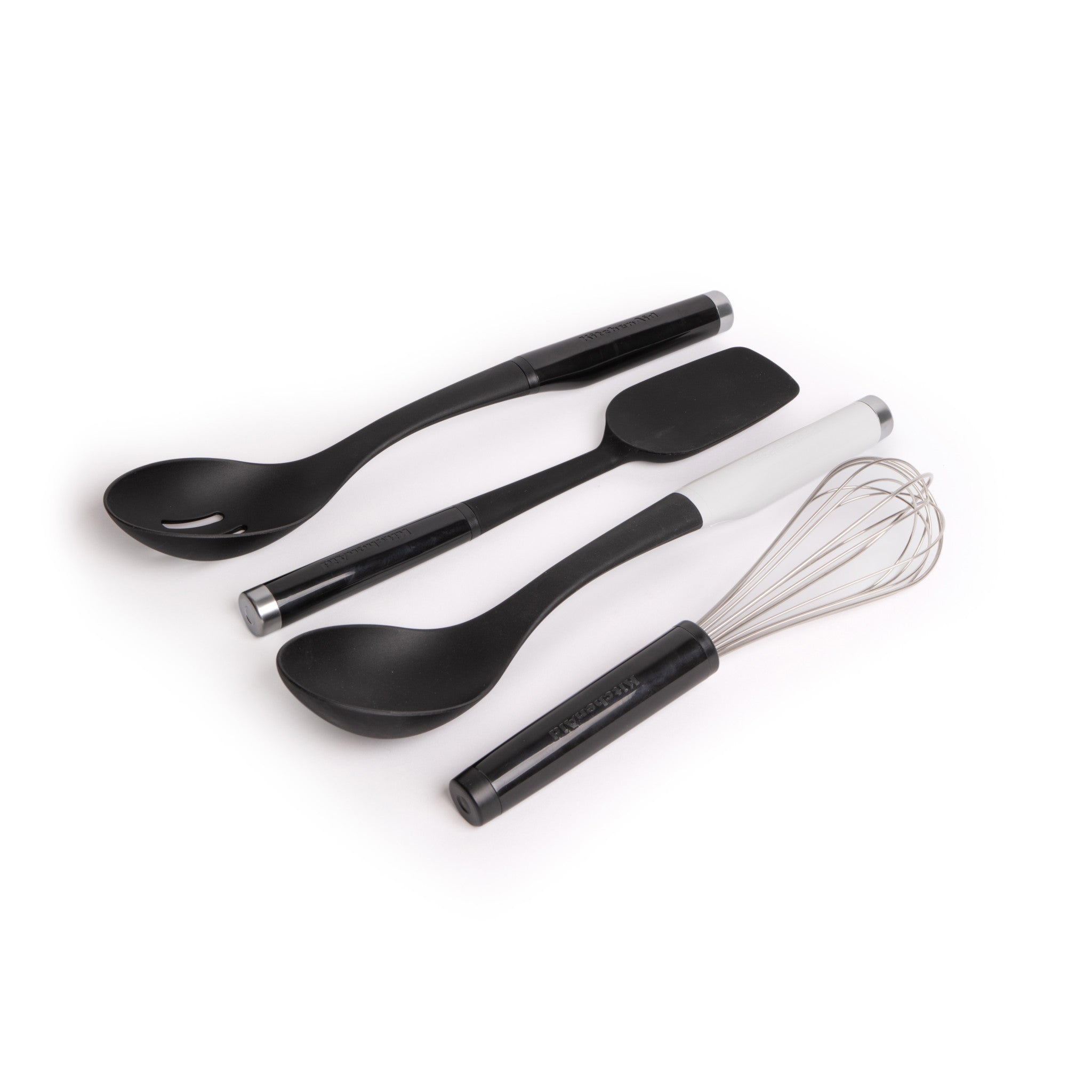 4pc Onyx Black Kitchen Utensil Set with Spoon Spatula, Slotted Spoon, –  CookServeEnjoy