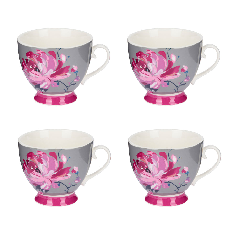 Set Of 4 Kitchencraft China Pink Flower Mugs Cookserveenjoy 4731