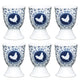 Set of 6 KitchenCraft Traditional Blue Hen Porcelain Egg Cups