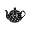 London Pottery Farmhouse 4 Cup Teapot Black With White Spots