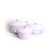 3pc Cookware Set of Lavender Non-Stick Cast Aluminium Casserole Dishes, 20cm/2.5L, 28cm/4L and 28cm/5L - Gift Boxed image 1