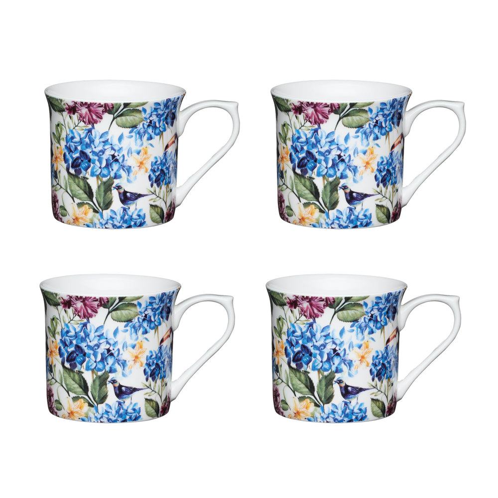 Set Of 4 Kitchencraft Fluted China Country Floral Mugs Cookserveenjoy 9976