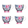 Set of 4 KitchenCraft China Grey Floral Footed Mugs image 1